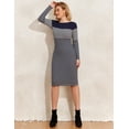 thumbnail image 5 of PrettyGuide Women's Boat Neck Bodycon Sweater Dress Long Sleeve Slim Fit Solid Ribbed Knit Midi Pullover Dresses, 5 of 7