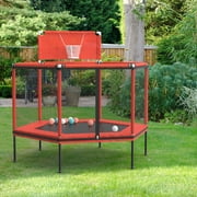 60" Trampoline for Kids 5 ft Indoor & Outdoor Small Recreational Trampolines with Basketball Hoop for Baby Toddler Children with Net Safety Enclosure