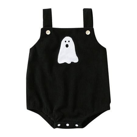 

XIEULQP Baby Boys Girls Corduroy Halloween Embroidered Sleeveless Suspender Triangle Romper Party Birthday Indoor and Outdoor