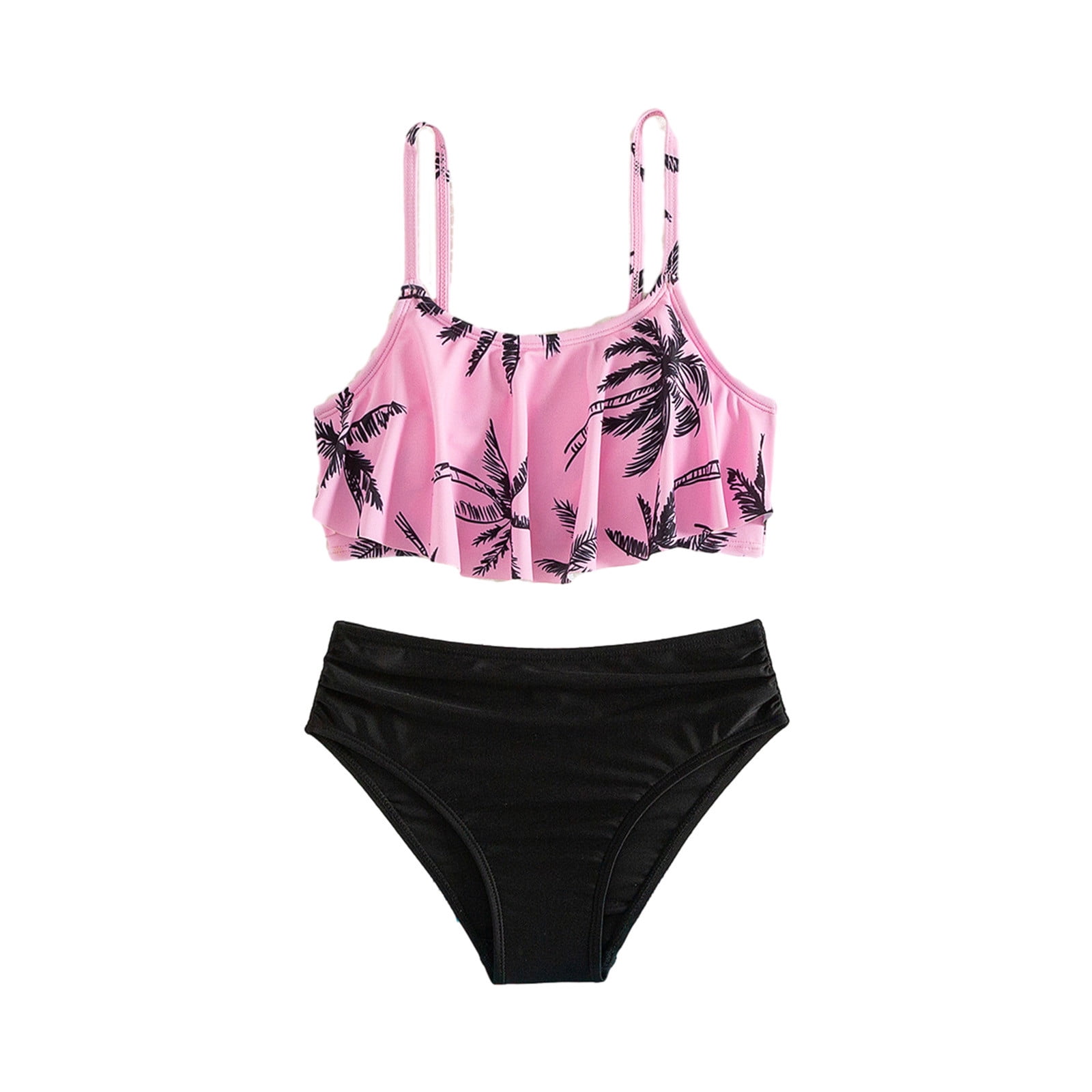 TopLLC Maillot de Bain Enfant Imprime Feuille Maillot de Bain Femme Bikini Volant Fille 7 13 Ans Vetements Enfant