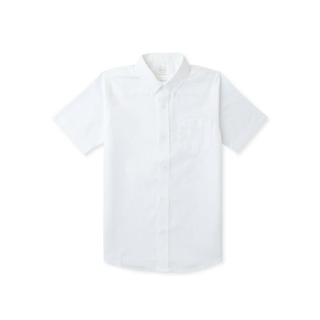 Wonder Nation Boys School Uniform Short Sleeve Button-Up Oxford Shirt, Sizes 4-18