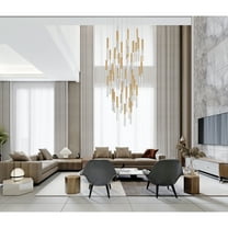 CWI Lighting Dragonswatch LED Integrated Chandelier with Satin Gold Finish