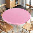 thumbnail image 1 of LAICAIW Fitted Round Table Cloth, Reversible Waterproof Stain Resistant Elastic Stretch Tablecloth, Wipe Clean Table Cover for Outdoor/Indoor Use, Fits Round Tables up to 40"-44" Diameter, Baby Pink, 1 of 7