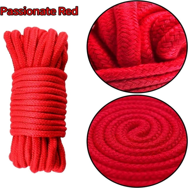 QJUHUNG Casewin Braided Twisted Silk Ropes 8mm Diameter Soft Solid Braided Twisted Ropes Decorative Twisted Satin Shiny Cord Rope for All Purpose and DIY Craft (Red 1 Piece)