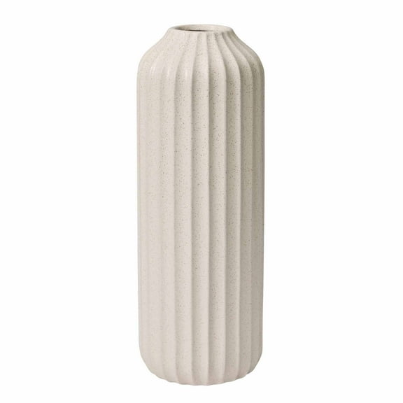 Better Homes & Gardens 22" Speckled Ribbed Ceramic Floor Vase, Cream White