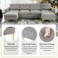 thumbnail image 3 of 110" Oversized Sectional Sofa, U Shaped Couch with Movable Ottoman and Soft Cushion, Velvet Comfy Couch for Living Room, Light Grey, 3 of 9
