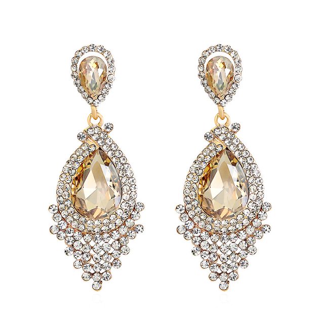 Champán, Pendientes De Mujer Colgante Brillo De Gota De Agua Cristal Joyas De Diamantes De Imitación Regalo De Boda