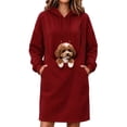 thumbnail image 3 of LWFFDAW Long Pet Pouch Hoodie Dress for Women with Dog Carrier Pockets Oversized Hoodie Fall Winter Loose Casual Hooded Sweatshirt Dress, 3 of 10