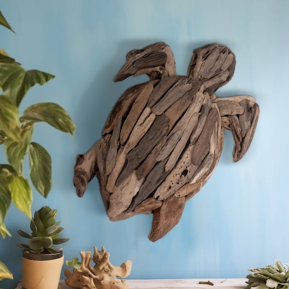 Decorative Driftwood Art Sculpture for Home, Bathroom and Office Decor - Sculptural Ornaments Accent for Room and Living Room Styling - Modern Figurine for Coffee Table or Shelf Display - 4", Brown