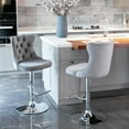 thumbnail image 2 of Velvet Barstools Set of 2, Adjusatble Seat Height from 25-33 Inch, Swivel Modern Upholstered Bar Stools with Backs Comfortable Tufted for Home Pub Kitchen Island, Gray with Sliver Bottom-2 PCS, 2 of 7
