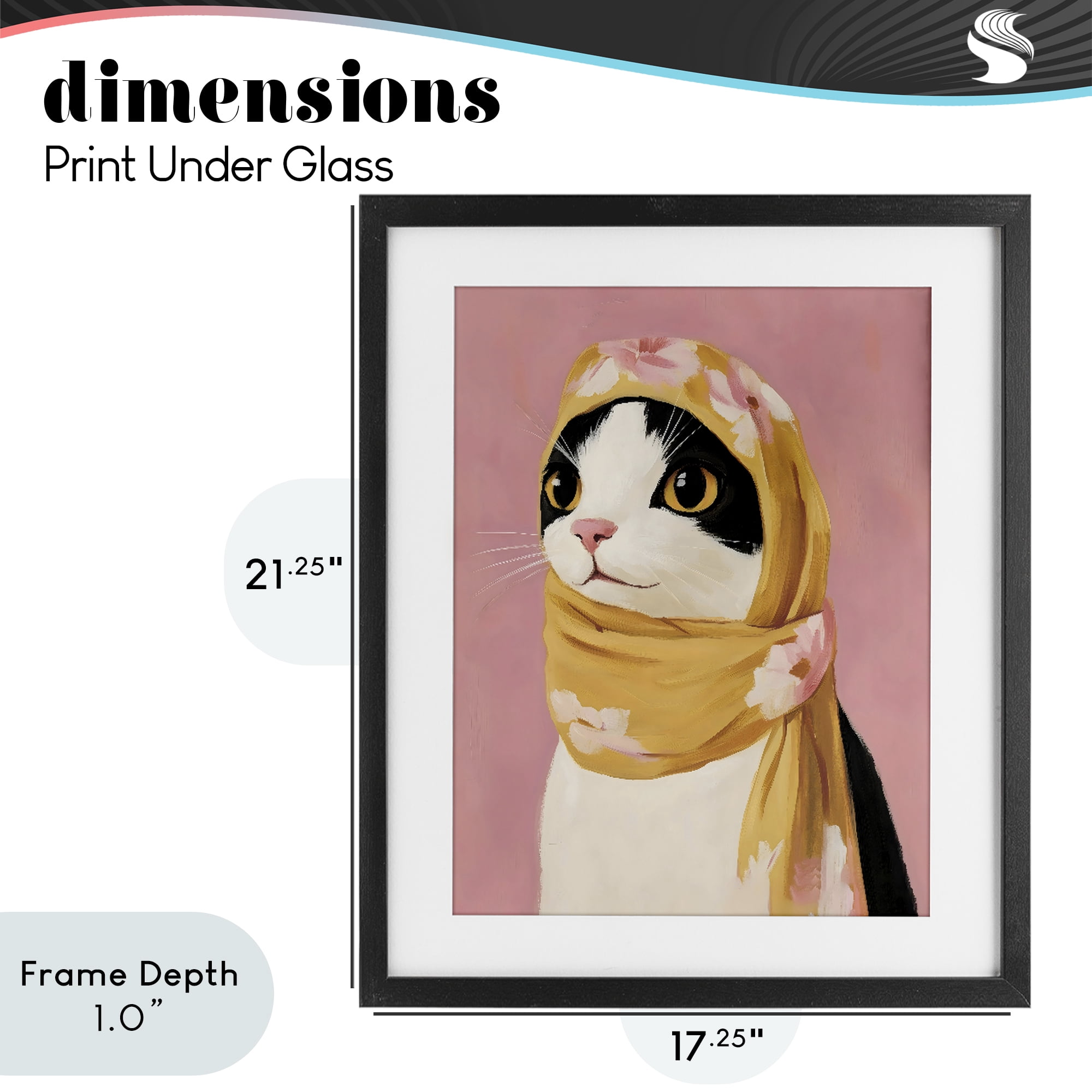 Stupell Industries Cat Babushka in Yellow Scarf Black Framed Print Under Glass, design by The Prints Vibe