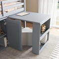 thumbnail image 6 of Twin Loft Bed with Storage Cabinet, Drawer and Shelf Cabinet and Pulling-Out Desk, Rubber Wood Loft Bed with Safety Guardrail, Ladder,Grey, 6 of 10