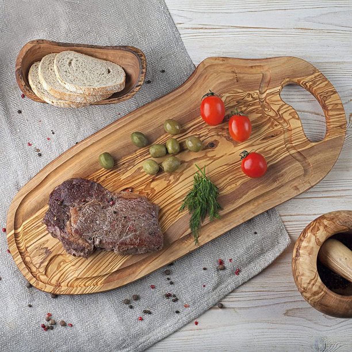 Handmade 100% Olive Wood Cutting Board, Chopping Bread, Fruit, Meat 12.5 L  x 7.25 W inch / 30 L x 18 W cm