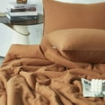 Nayoroom Queen Size Duvet Cover Set 100 Washed Cotton, Burnt Orange, 3 Piece Comforter Set