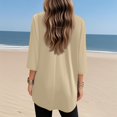 thumbnail image 5 of DENGDENG Women's Plus Size Graphic Tunic Tops 2025 Trendy V Neck 3/4 Sleeve Shirts To Wear with Leggings Summer Tees Flowy Blouse Khaki XL, 5 of 7