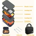 thumbnail image 2 of SHILIU-Bento Box with Lunch Bag Microwavable All-in-One Meal Prep Compartment Lunch Containers with Utensils Leak Resistant Lunch Box with Sauce Container 60oz Gray, 2 of 4