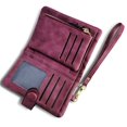 thumbnail image 1 of CHUANK Women‘s Small Bifold Leather wallet Rfid blocking Ladies Wristlet with Card holder id window Coin Brown, 1 of 6