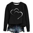 thumbnail image 4 of Women's Casual Crew Neck Graphic Sweatshirts Love Heart Print Long Sleeve Cute Tops Teens Girls Casual Spring T Shirts(Black,XXL), 4 of 5