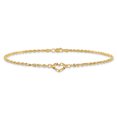 thumbnail image 3 of 14k Yellow Gold Heart Rope Anklet Ankle Bracelet Love, 3 of 10