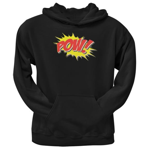 POW Comic Book Super Hero Black Adult Hoodie - 2X-Large