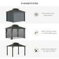 thumbnail image 5 of Outsunny Patio Gazebo 12' x 10', Netting & Curtains, 2 Tier Double Vented Steel Roof, Hardtop, Ceiling Hooks, Rust Proof Aluminum, Gray, 5 of 9