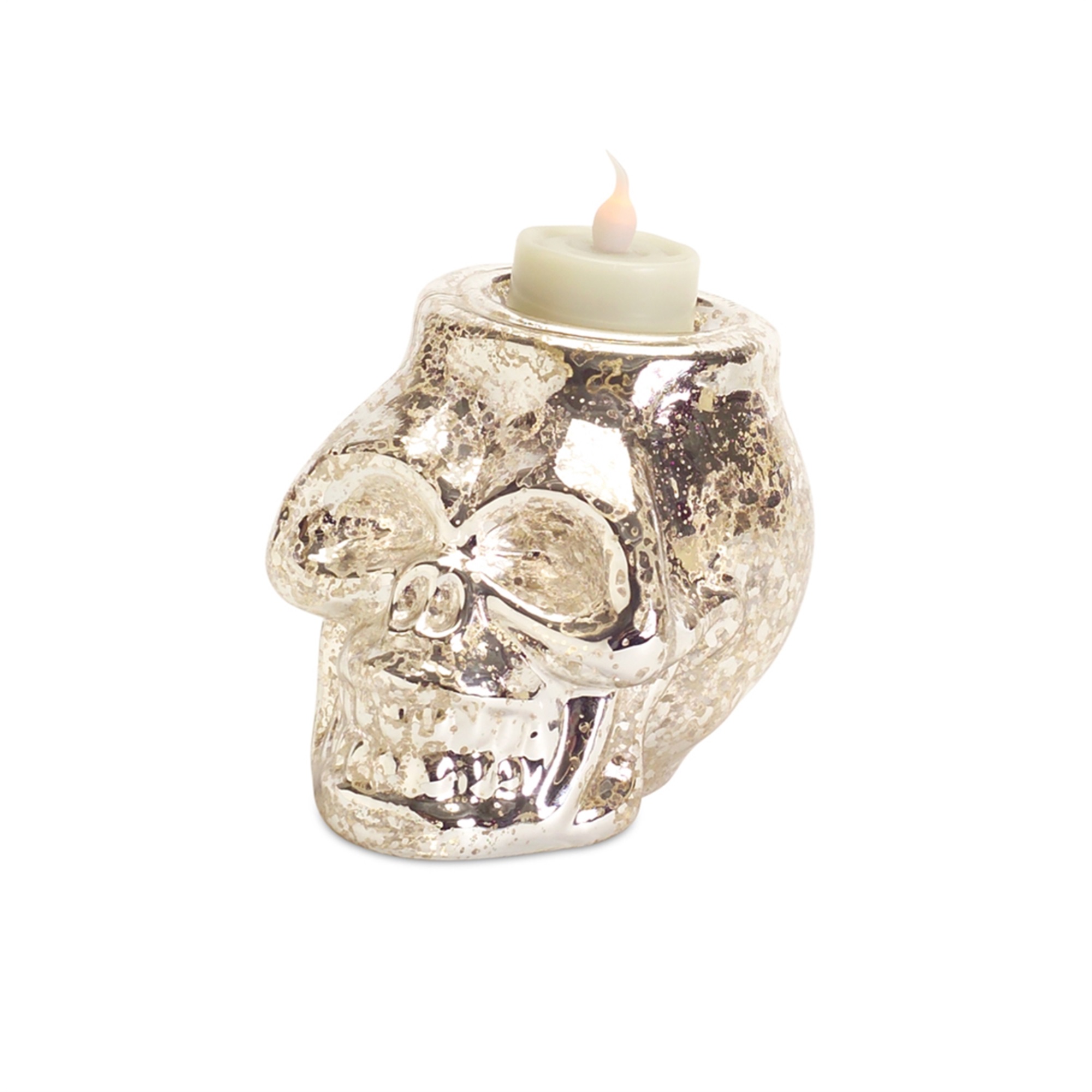Skull Tea Light Holder (Set of 6) 4.75"H Glass