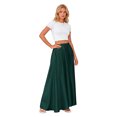 thumbnail image 3 of Tqyyweavej Satin Maxi Skirt for Women High Rise A-Line Solid Color Skirt Flowy Elastic Waist Stylish Skirts with Pockets S-2XL, 3 of 4