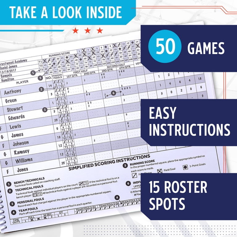 Sports Stat Keeping Murray Basketball Scorebook - 60 Game Stat Keeping ...