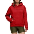 thumbnail image 7 of KHONTS Hidden Pocket Hoodies for Women Basic Classic Pouch Hooded Sweatshirts Casual Plain Baggy Stylish Couple Pullover Tops Watermelon Red S, 7 of 7