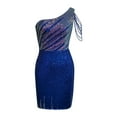 thumbnail image 4 of Kilaqueen Sparkly Sequin Womens Dresses One Shoulder Cocktail Mini Dresses Club Party Prom Evening Dress, 4 of 8