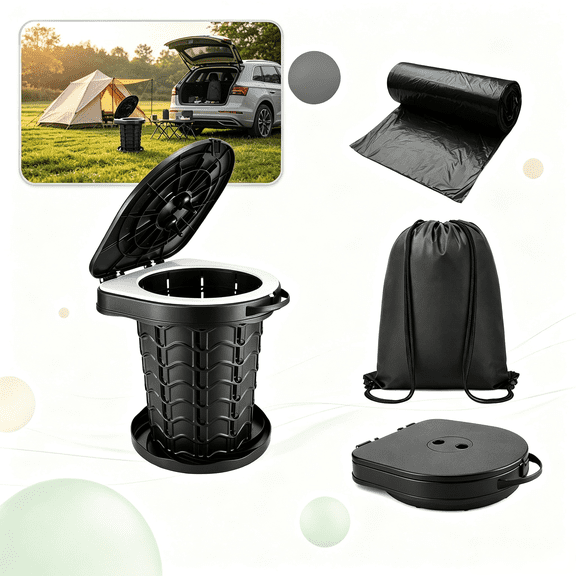Retractable Portable Camping Toilet, Adjustable Height Travel Potty, Emergency Foldable Toilet for Car, Tent, Beach, Boat & Outdoor Camping