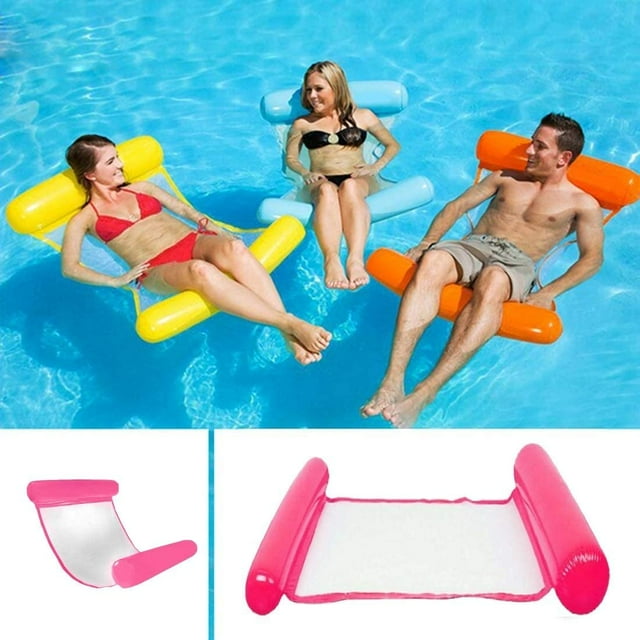 Inflatable Swimming Bed, Water Hammock 4-In-1 Lounge Chair Pool Lounge Air Mattress Pool Inflatable Hammock Pool