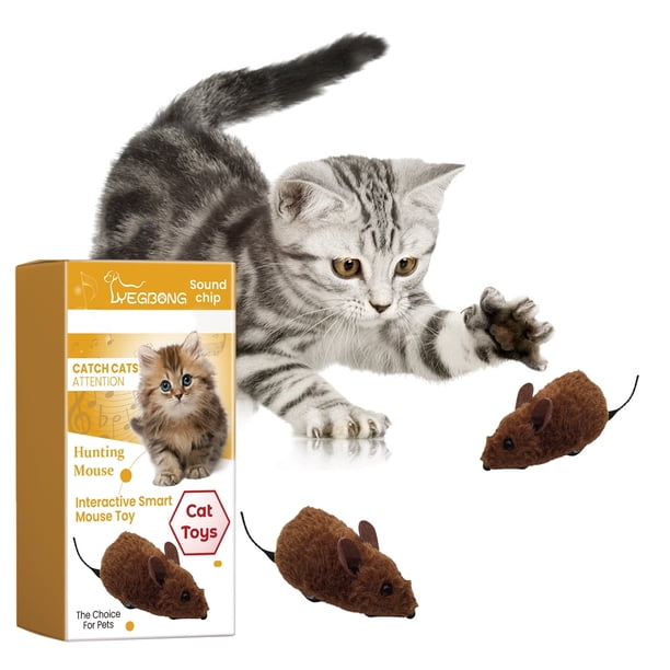 Ratón de peluche para gatos - Ratón de peluche Yegbong, juguetes interactivos para mascotas, ratón de peluche para gatos, ratón de imitación, ratón inteligente interactivo, juguetes interactivos para