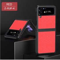 Dteck Case for Samsung Galaxy Z Flip 4,Premium PU Leather   Hard PC Frame Case Elegant Slim Shockproof Durable Protection Cover,Red
