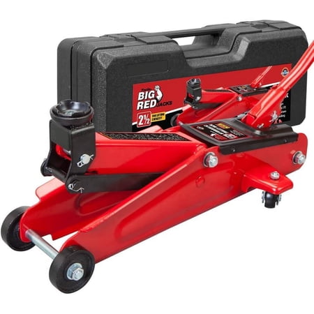 BIG RED Hydraulic Trolley Floor Service/Floor with Blow Mold Carrying Storage Case, 2.5 Ton (5,000 lb) Capacity,Red,DMT825013S