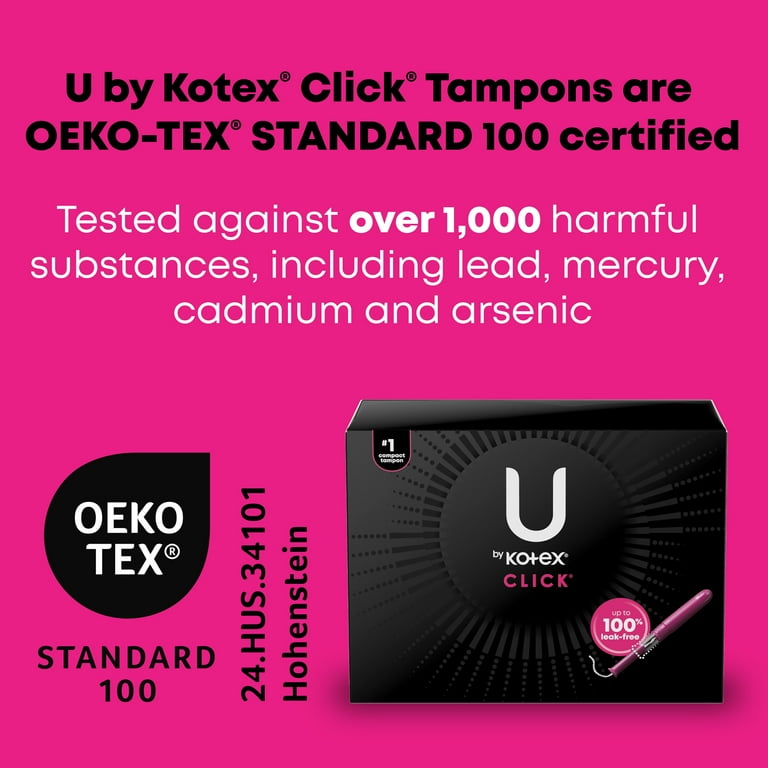U by Kotex Click Compact Tampons, Super Plus, Unscented, 16 Count