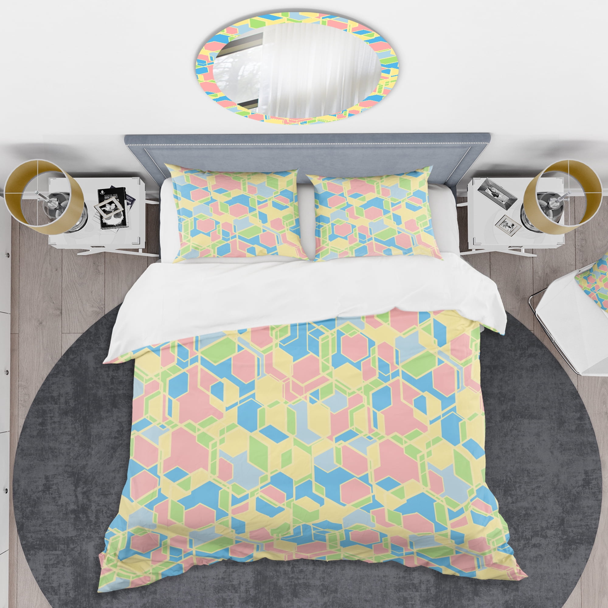 Designart 'Geometrical Pastel Abstract II' Mid-Century Modern Duvet Cover Set