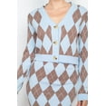 thumbnail image 2 of Diamond Button-front Cardigan Top Blue/Coffee M, 2 of 5