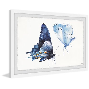 Parvez Taj "Magical Blue Butterflies" Framed Painting Print