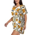 thumbnail image 2 of "Wukai Giraffes Head Women's Pajama Set - Short-Sleeve Top and Shorts with Elastic Waistband and Pockets for Loungewear, Yoga, and Casual Wear-Large, 2 of 8