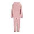 thumbnail image 5 of Aihuaihua Fleece 2 Piece Outfits Women Sweatsuit Fuzzy Fleece Hoodie and Sweatpants Loose Plush Sleepwear with Pocket Matching Set Fall Winter Thermal Sets Pink, 5 of 5