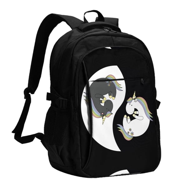 Balery Unicorn in Yoga Mochila con carga USB para hombre y mujer - Mochila impermeable y antirrobo para portátil con puerto USB para viajes, trabajo, estudios y universidad