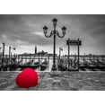 thumbnail image 2 of Frank, Assaf 14x11 Gold Ornate Wood Framed with Double Matting Museum Art Print Titled - Heart shaped umbrella next to lamp post at Gondola hiring point, Venice, Italy, 2 of 4