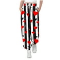 thumbnail image 1 of Pantalones largos para niños y niñas con estampado de cintura elástica y cordón con bolsillo, pantalones largos de cintura alta, pantalones de algodón para niña, 1 of 4