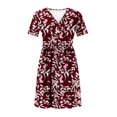 thumbnail image 3 of Vestido casual de manga corta de verano para mujer Vestido de fiesta floral con cuello en V y bolsillos Pompotops ghjkhdj16325, 3 of 4