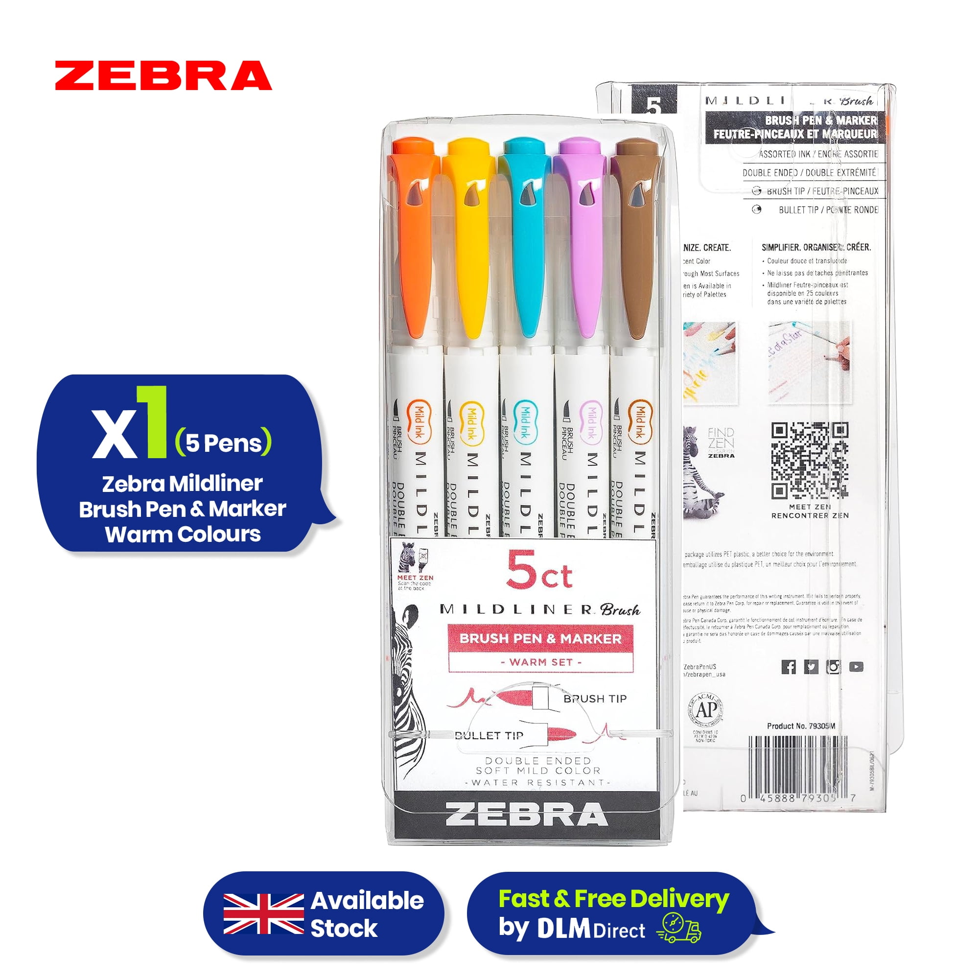 Zebra Pen Sarasa Clip Gel Pens/Mildliner Markers Set - 1 mm Pen