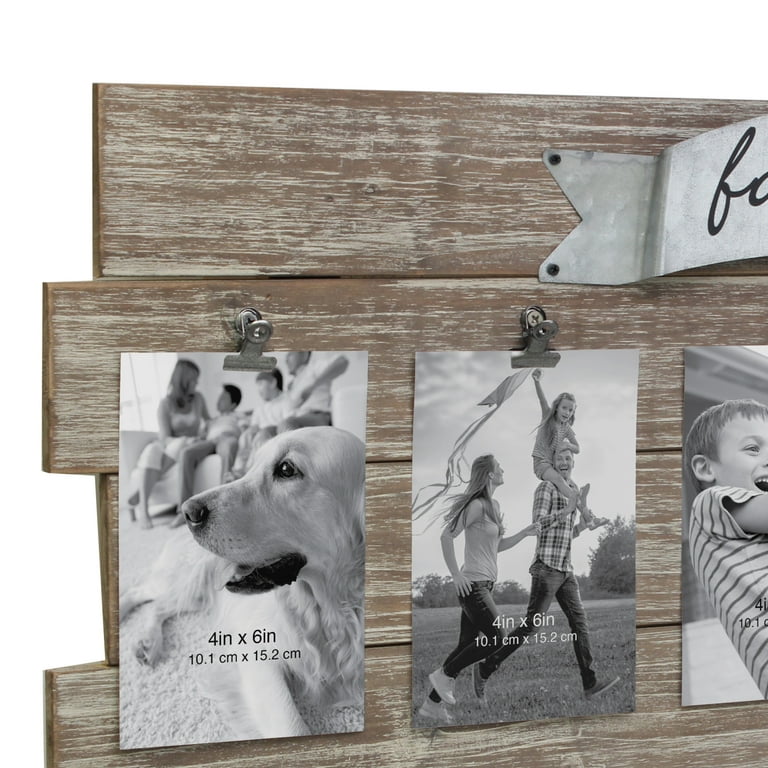 Stonebriar Collection Rustic Wood Collage Picture Frame with Clips