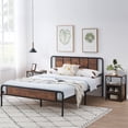 thumbnail image 3 of VECELO 3 Piece Bedroom Set Queen Wood Platform Bed Frame and 2 Brown Nightstands, 3 of 8