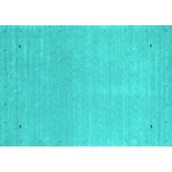 Ahgly Company Indoor Rectangle Abstract Turquoise Blue Contemporary Area Rugs, 5' x 7'