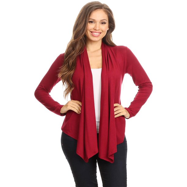 Women's Solid Casual Comfy Long Sleeve Drape Open Front Cardigan Jacket